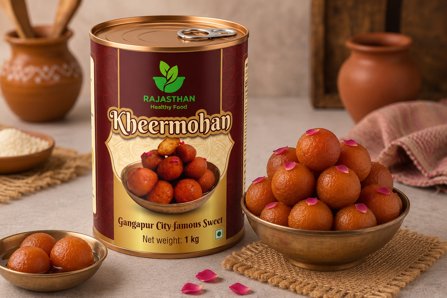 Kheer Mohan premium retail tin pack by Rajasthan Healthy Food