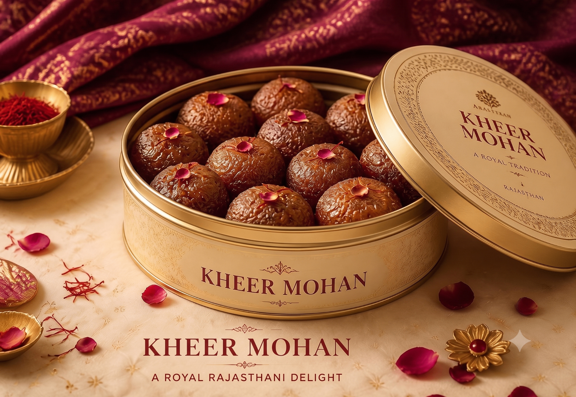 Kheer Mohan premium gold tin pack by Rajasthan Healthy Food, Gangapur City